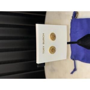 Tory Burch Gold-Tone Logo Stud Earrings